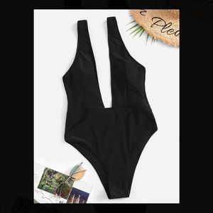 Plunging Black Swimsuit